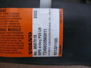 8687015 Подушка безопасности боковая (в сиденье) для Вольво S80 (S80 2002 МКПП)